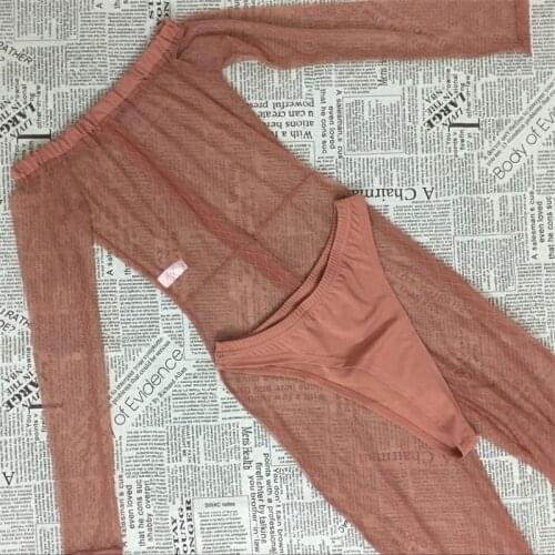 Mesh Sheer Sexy Club Jumpsuits Long Sleeve Off Shoulder Hollow Out Party Solid Casual Elastic Body Jumpsuit