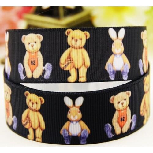 22mm 25mm 38mm 75mm Bear cartoon printed Grosgrain Ribbon party decoration 10 Yards X-04559