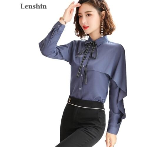 Женские рубашки с рюшами Lenshin China At AliExpress