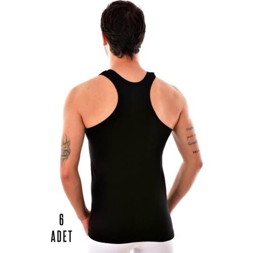 Passion 6 Pcs Men 'S Cotton Sports Singlet Black 0118
