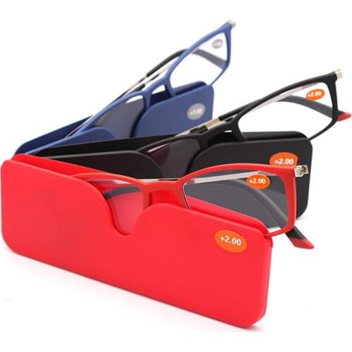 New Anti Blue-Ray Reading Glasses For Men And Ultra-Thin Portable Glasses Case For Women +1.50 +2.00