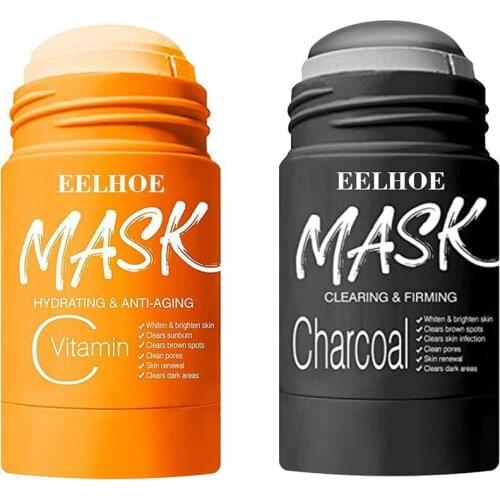 Vitamin C Purifying Clay Mask Stick Bamboo Charcoal Blackhead Remover Deep Clean Mud Oil Control Anti-Acne Mask Cream Skin Care