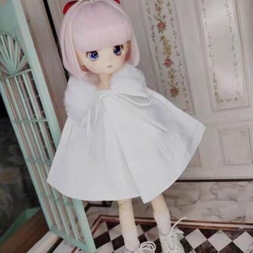 BJD Doll Clothing Fits 1/6 Size Fashionable versatile plush cloak Temperament Tie Top White Wine Red Champagne
