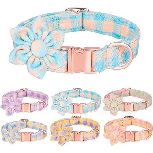 Personalized Dog Collar Nylon Printed Flower Dog Collars Pet Walking Belt For Small Medium Large Dogs Pet Accessory