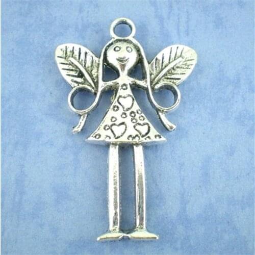 DoreenBeads 6PCs Silver Color Angel Charms Pendants 56x37mm (B01644), yiwu