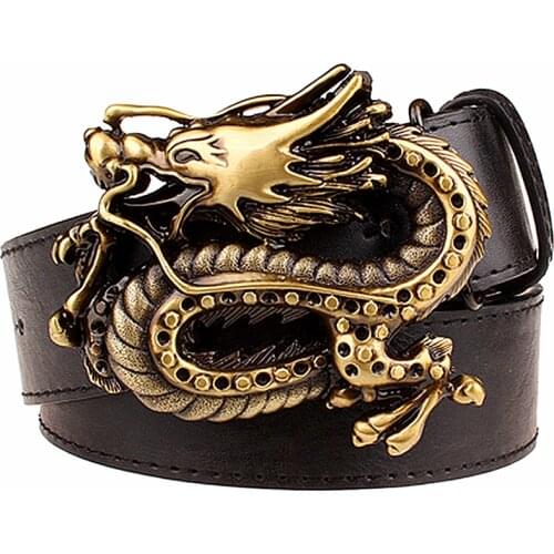 Cool mens belt Dragon Wyvern hip hop style punk belt metal chinese dragon Colorful rock dress up leather strap fashion belt