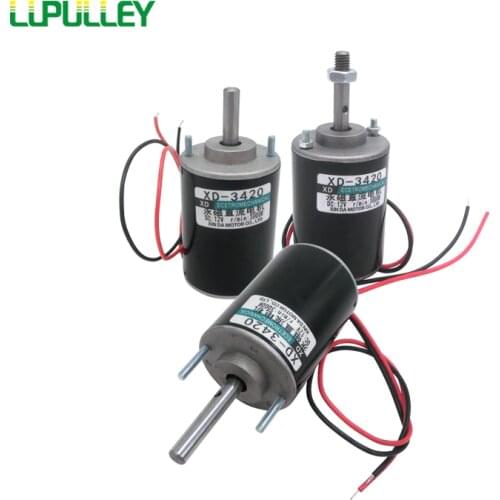 LUPULLEY XD-3420 Permanent Magnet DC Motor Variable Speed Reversible Rotation Motors High Speed 12V/24V 30W 3000RPM-6000RPM