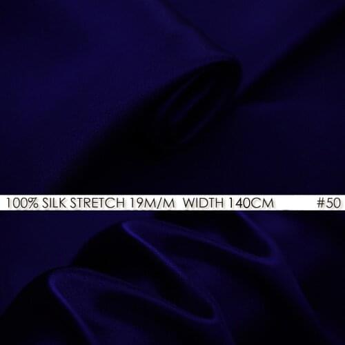 Silk stretch satin 140 cm, width 19momme 100% Silk Satin Fabrics DIY Women Dress Material Dark Royal Blue NO 50