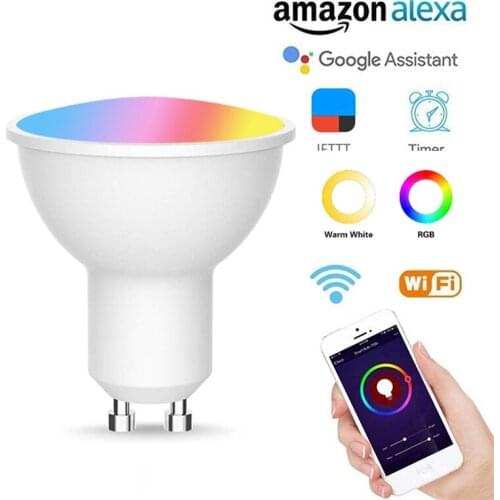 Gu10 Spotlight Wifi Smart Bulb Home Lighting Lamp 5W RGB+CW(2700-6500K)Magic LED Change Color Light Bulb Dimmable IOS Android