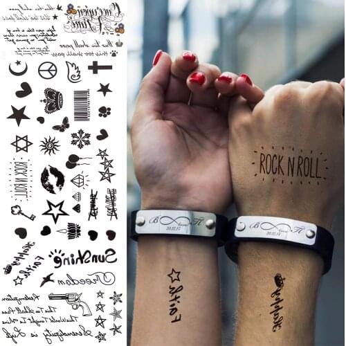 Inspired Quotes Small Temporary Tattoos For Kids Children Men Women Crown Gun Tattoo Face Fake Cute Tatoo Sticker Tiny Hand