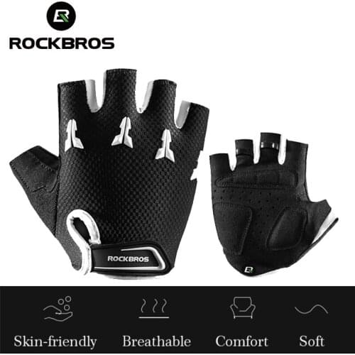 ROCKBROS Half Finger Cycling Gloves Summer MTB Bike Gloves Breathable Men Women Bicycle Short Gloves Anti-shock Sports Gloves