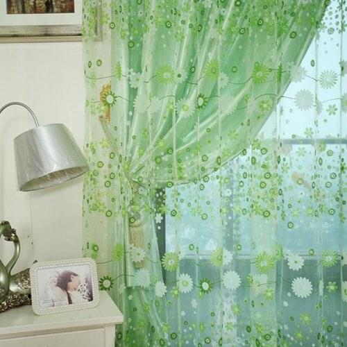 New Sunflowers Pattern Printed Window Voile Curtains 100*200 CM Home Decoration Curtain Living Room Sheer Tulle VB243 P35