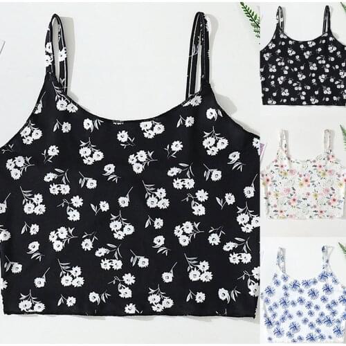 Women Fashion Floral Printed Crop Top y2k Sexy Sleeveless Corset Top Tank Top U-neck Spaghetti Strap Sweet Tee Tops Vest Summer
