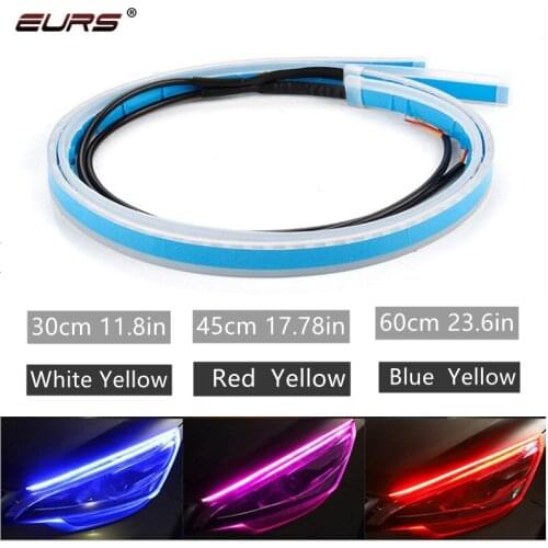 2pcs led drl Daytime Running Lights Headlight LED 30CM 45CM 60CM White Red Amber Turn Light Strip Angel Eyes For Headlight 12V
