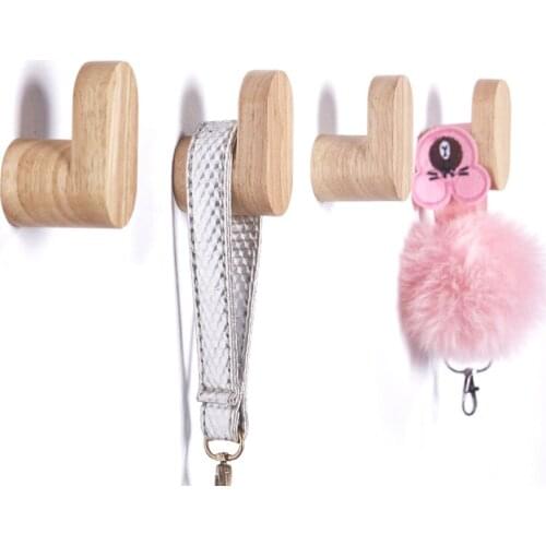 1pc Elegant Solid Wood Hook Coat Hooks Wooden Hanger Scarf Key Holder Wooden Wall Decoration Wall Rack Decorative Hooks