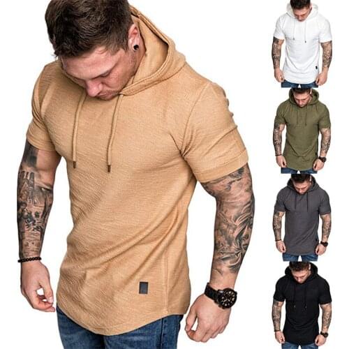 2021 New Mens Brand Solid Color Sweatshirt Fashion Mens Hoodie Spring And Summer Hip Hop Hoodie Male Short Sleeve M-3XL