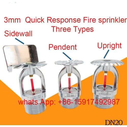 3mm K-ZST-20 Quick Response Fire Sprinkler Head, Three Types fire Sprinkler DN20 3/4 Inch