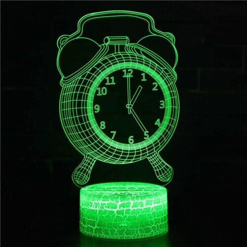 3D Illusion Alarm Clock Night Light 7 Color Changing LED Table Lamp Toy Alarm Wake Up Sign Logo Stereo USB Christmas Gift Light