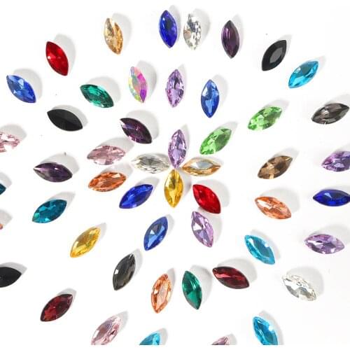 5-50pcs Silver Bottom Horse Eye Colorful Glass Crystal Glue On Rhinestone Sewing Crystal Rhinestone For Wedding Dress Sewing