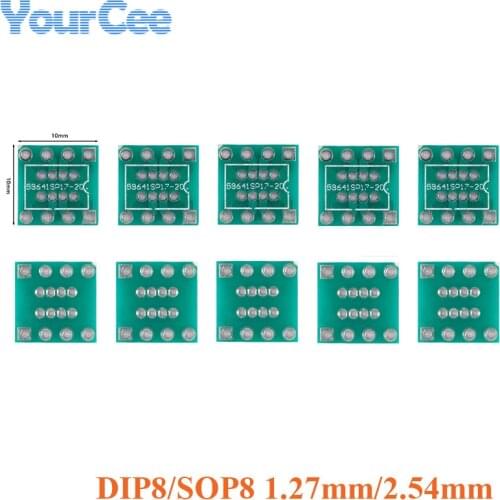 20pcs SOP8 Turn DIP8 SMD to DIP IC Adapter Socket Adapter Converter Plate 1.27mm to 2.54mm Spacing Pitch Transfer Board