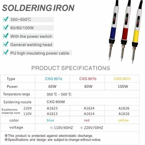 Free shipping 60W 80W 100W ESD LCD CXG 907 Heating welding soldering irons Station Handle heat tool Electric Soldering iron