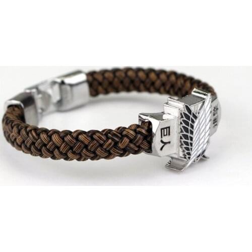 Charm Cosplay Anime Attack-On-Titan Bracelet Shingeki No Kyojin Unisex Leather Bracelets Wristband Bangles Wristlet