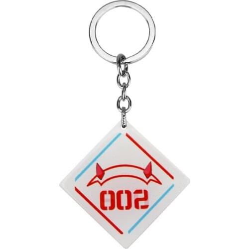 Popular Anime DARLING In The FRANXX Alloy Keychain 002 ZERO TWO HIRO Figure Keyring Kawaii Bag Hanging Ornament for Girls