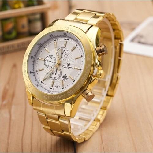 Men Watch Luxury Gold Stainless Steel Business Watch Analog Quartz Movement Wristwatches Clock Gift Male Sport Watches
