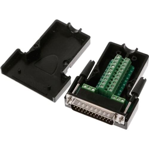 DB25 Male/Female Screw D-SUB 25Pin Plug Breakout Terminal Solderless Connector #Sep.08