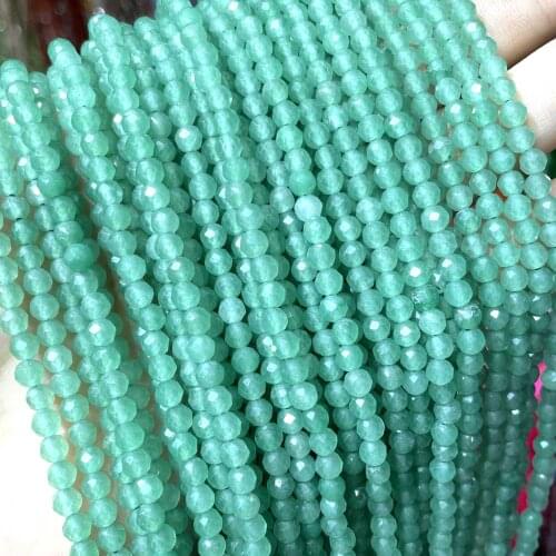 2 3 4mm Natural Faceted Green Aventurine Jades Stone Gem Loose Spacer Beads For Jewelry Making DIY Bracelet Necklace Accessories