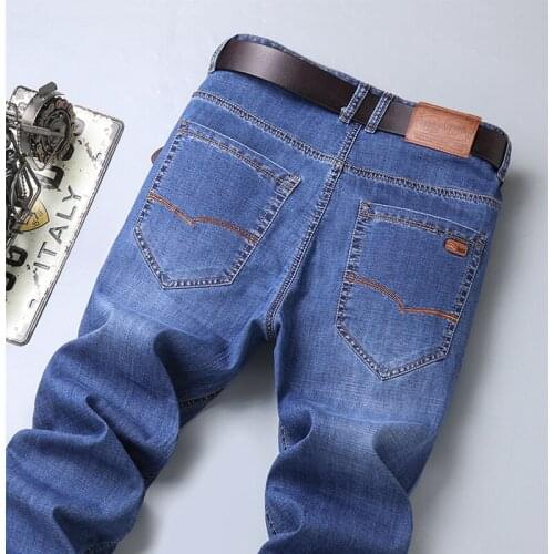 Spring And Summer New MenS Business Straight-Leg Jeans Trendy Fashion Casual Loose Stretch Denim Trousers Male Quality Pants