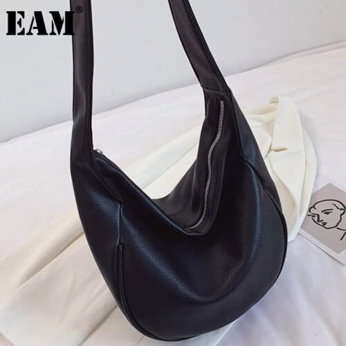 [EAM] High Capacity PU Leather Crossbody Dumplings Bags For Women 2021 Summer Fashion Shoulder Handbags Female Travel Bag HN101