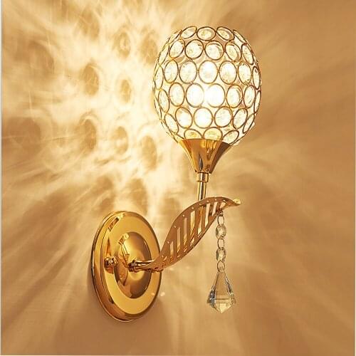 Crystal wall lamp bedroom bedside wall aisle wall lamp simple energy-saving creative LED wall light