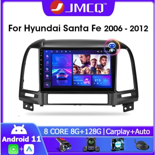 JMCQ For Hyundai Santa Fe 2006-2012 Android 9.0 Car Radio Multimedia Video Player Multimedia Audio Player 2 Din Split Screen RDS