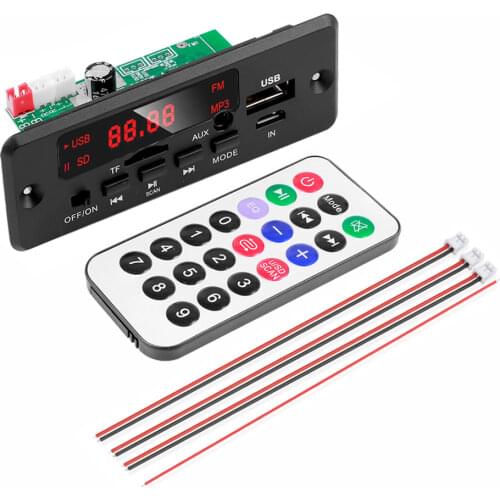 Kebidu 6V-12V 2*25W Amplifier MP3 Decoder Board Recording Bluetooth5.0 Car FM Radio Module Support TF USB AUX Power Off Memory