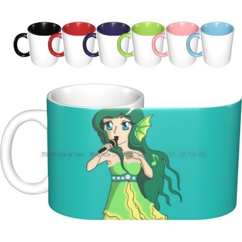 Siren Ceramic Mugs Coffee Cups Milk Tea Mug Music Teenage Girls Singing Siren Idol Singer Teen Cute Sea Mermaid Anime Melody