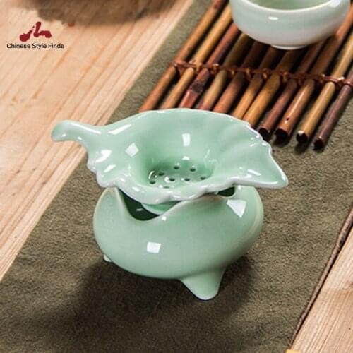 Chinese Kongfu Puer Tea Cup Ceremony Utensils Leaf Porcelain Ceramic Tea Strainer Leak Filter Colander Teaware Accessories