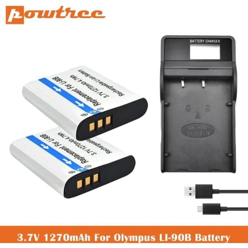 LI-90B Battery+Charger for Olympus SH-1 SH-50 iHS, SH-60, SP-100 SP-100EE, Tough TG-1 iHS, Tough TG-2 iHS, Tough TG-3 XZ-2 iHS