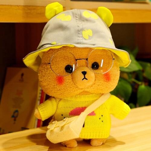 1pc 35cm Lovely Teddy Bear Plush Toys Kawaii Bears with Hat Glasses Cloth Dolls Stuffed Soft Pillow for Girlfriend Baby Present