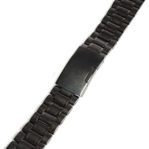 Men Women 22mm Black Stainless Steel Watch Band Strap Bracelet High Quality Curved End Brand New