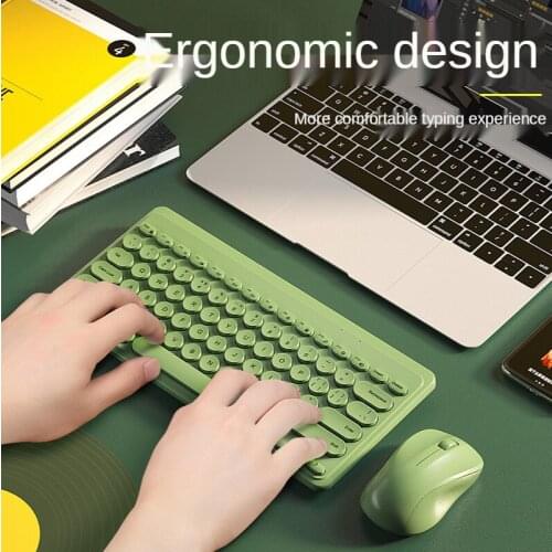 Wireless keyboard and mouse set laptop external USB keyboard and mouse home office portable photoelectric set suitable for girls