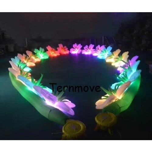 Inflatable lotus lily rose flower chain with led light 10m 33ft Wedding Stage Party Decoration led inflatable flower tube pipe