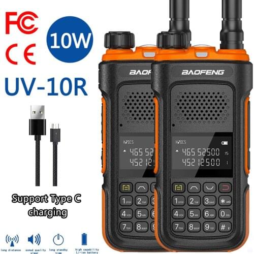 Genuine 2PCS BaoFeng UV-10R 10W Max Power Walkie Talkie Radio With FCC&CE Comunicador Upgrade UV-5R BF-9R PLUS Radio
