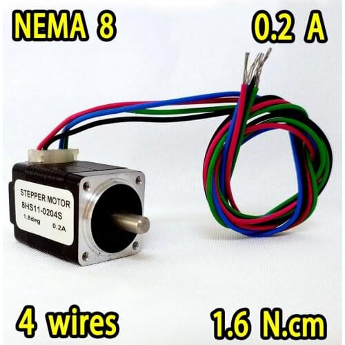 In stock NEMA8 stepper motor 8HS11-0204S 1.8 deg 0.2A 1.6 N.cm torque SUPER SALES FREE SHIPPING! HIGH QUALITY