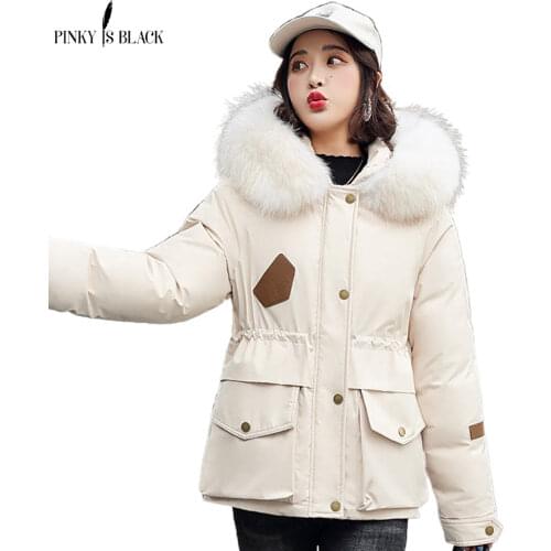 PinkyIsBlack New Short Autumn Winter Coat Women Casual Fur Lining Women Parka Hooded Winter Jacket Women Clothing Outwear Female