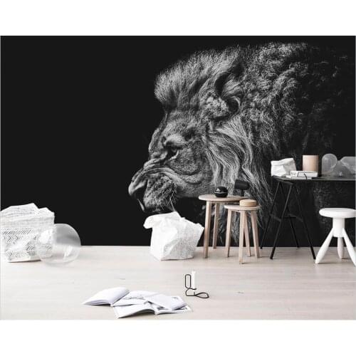Customized wallpaper 3D modern personality lion black and white lion mural living room bedroom restaurant background wall обои