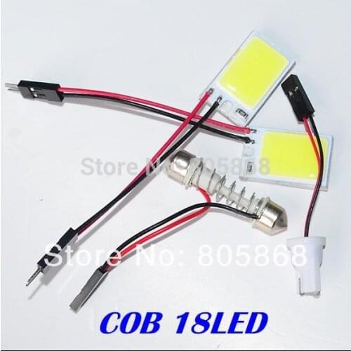 Wholesale 100x 3w Cob Chip Led panel light 18Smd Car Interior Light T10 Festoon led Dome light Adapter 12v Panel