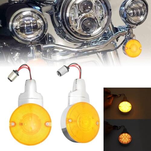 3-1/4 Inch Front Led Turn Signal 1157 Double Base Amber Lamp for Har-ley Touring Electra Glide Road King FLHR FLHTC H