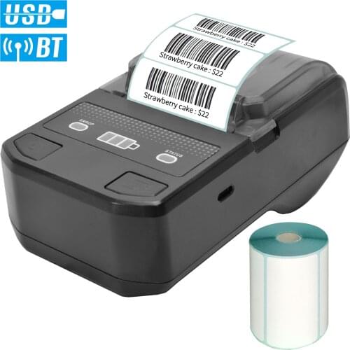 Portable 58mm Thermal Receipt Printer Wireless BT Mini Bill Ticket POS Mobile Printer with Rechargeable Battery Support ESC/POS