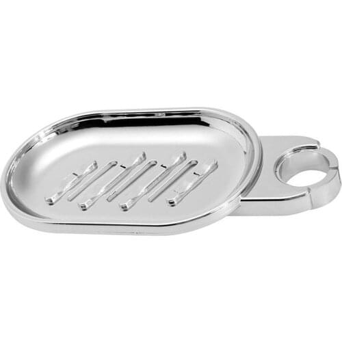Durable Clip-on Soap Tray Soap Dish Adjustable Shower Rail Slide Soap Plates 12.5*8cm Smooth Silver Color Bathroom Holder